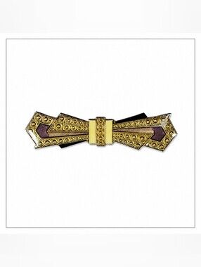 Vintage Pierre Bex Art Deco Gold Plum Enamel Bowtie Brooch